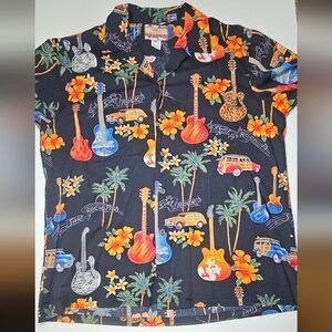 Vintage RJC Shirt Mens XL Blue Hawaiian Short Sleeve Cotton Made in USA